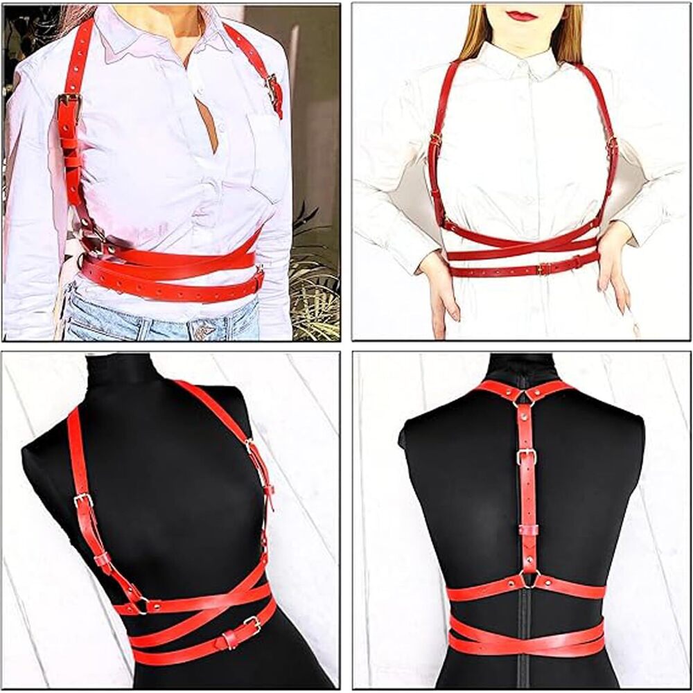 9828 Women Leather Harness Belt,bdsm Chest Body,women’s Bondage - Picture 5 of 6